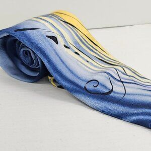 J. Garcia Blue & Yellow Abstract Design Mens Tie Red and Black Label No Name
